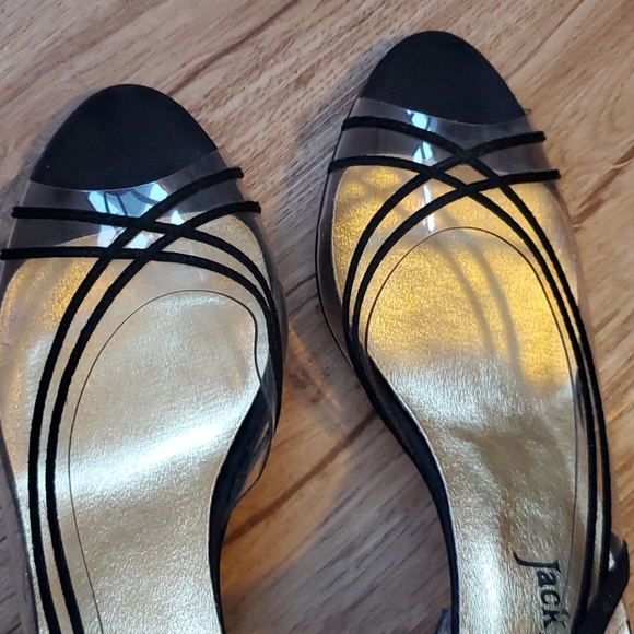 Jack Rogers GUC slingback heels black clear 8N - Picture 6 of 10